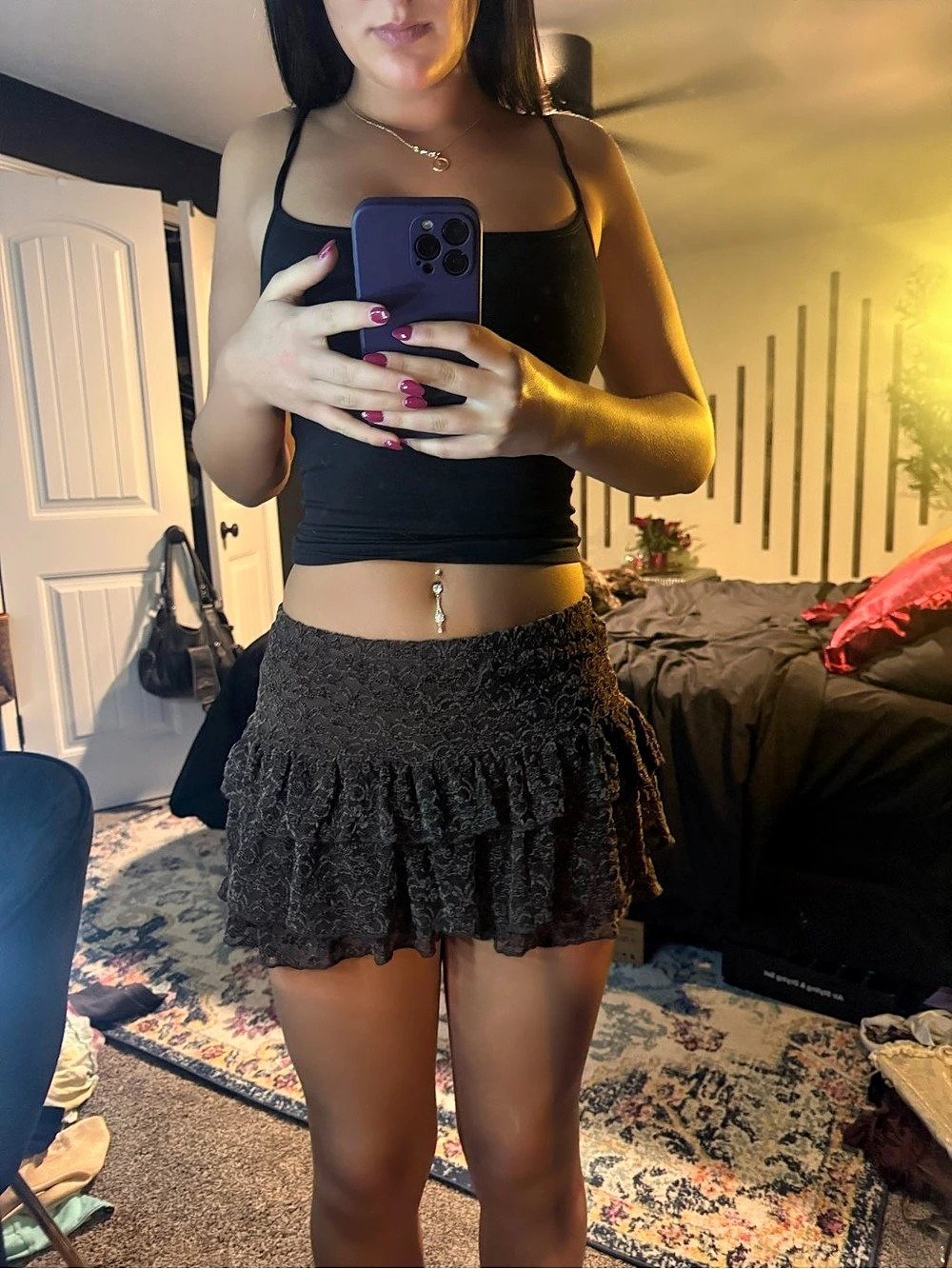 Windsor Black Ruffle Mini Skirt NWT - Picture 1 of 8